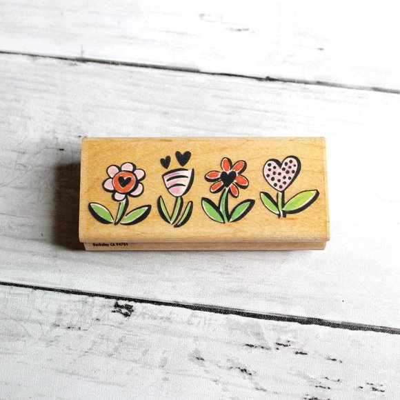 Rubber Stampede Stamp Flower Border Wood Mounted Scrapbook Craft - Picture 2 of 3